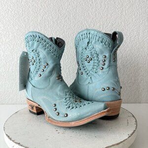 Lane COSSETTE Womens Cowboy Booties 6  Blue Leather Western Cowgirl Short Boots